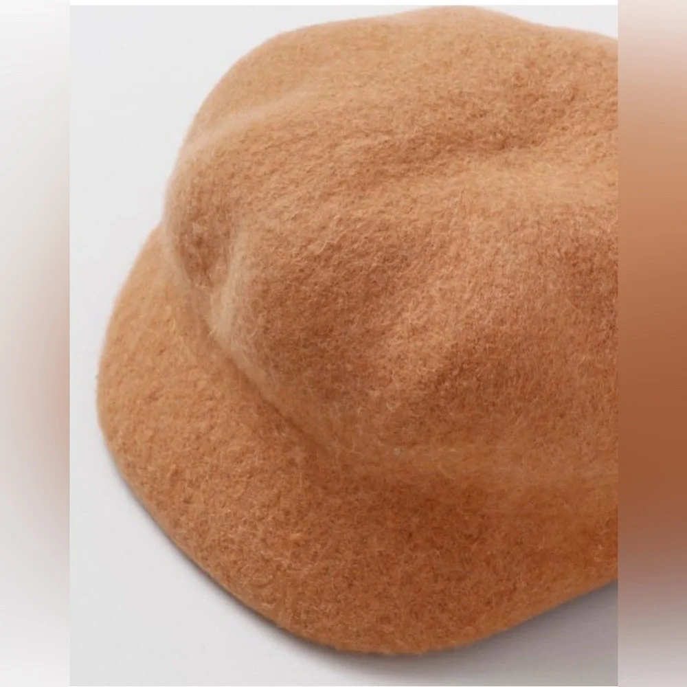 Wool Felt Baker Boy Hat Tan Beret Hat Boiled Wool